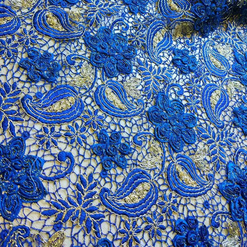 

complex luxury lace fabric voile lace high quality fabric 3D leaf sewing Blue Italy sale cotton laces yarn tulle embroidery