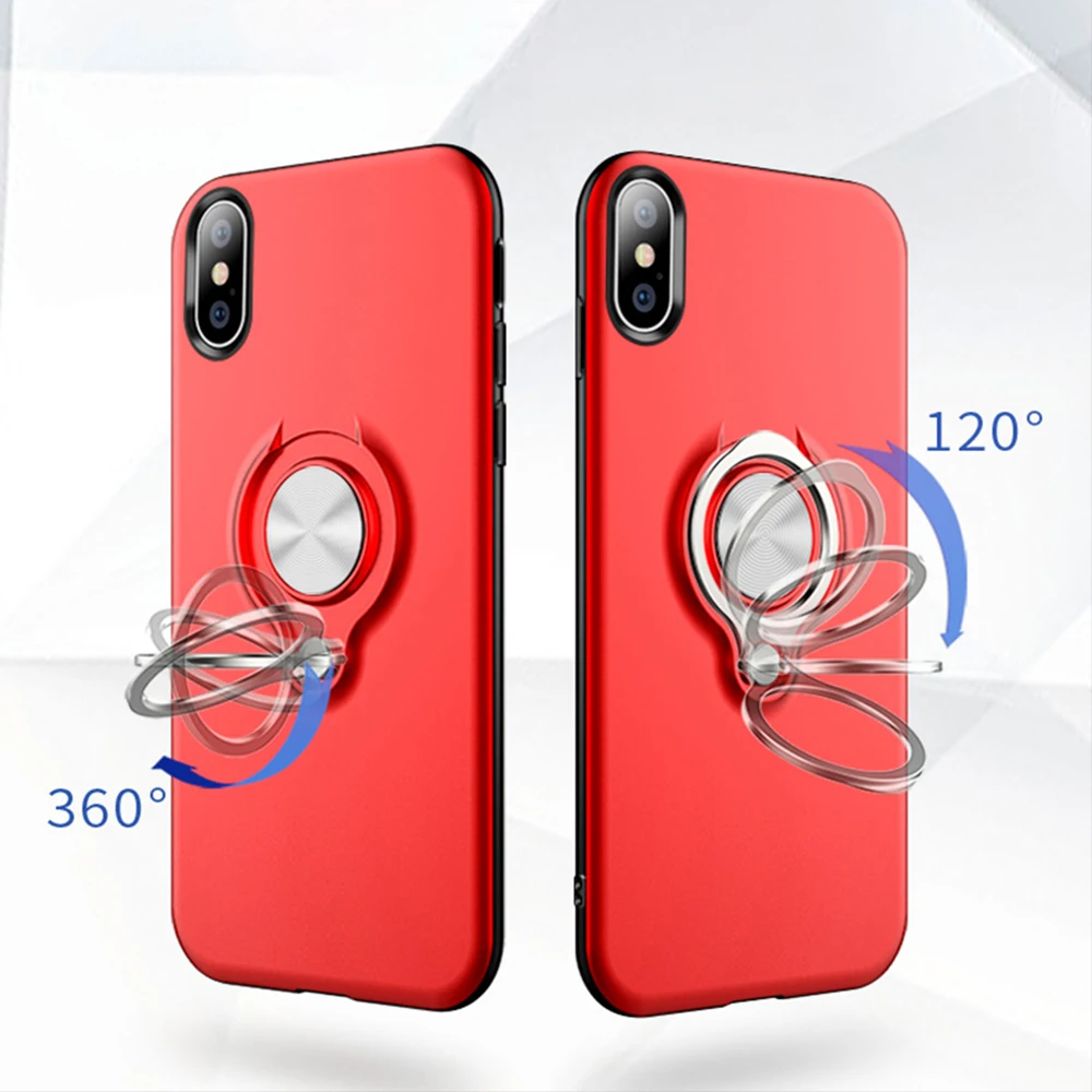 Магнитный чехол-держатель для телефона с кольцом на палец iPhone 7 8 Plus XS MAX XR X