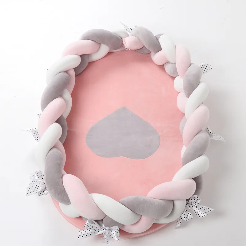 

2pcs Baby Bed Bumper Handmade Knot Newborn Crib Bumper Mattress Portable Knotted Braid Pillow Infant Room Decor Baby Bedding Set