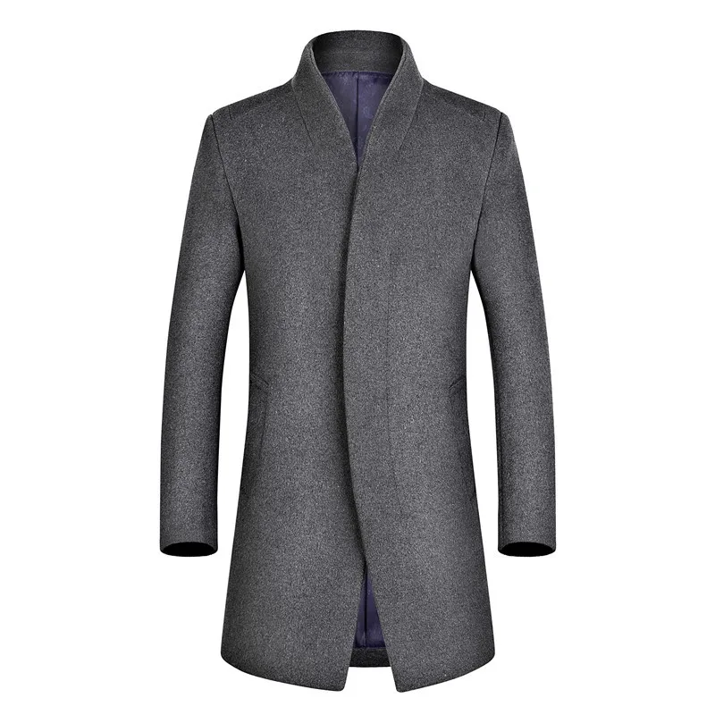 Free shipping long coat men's trench coat wool coat fashion buckle woolen business winter coat 4 color