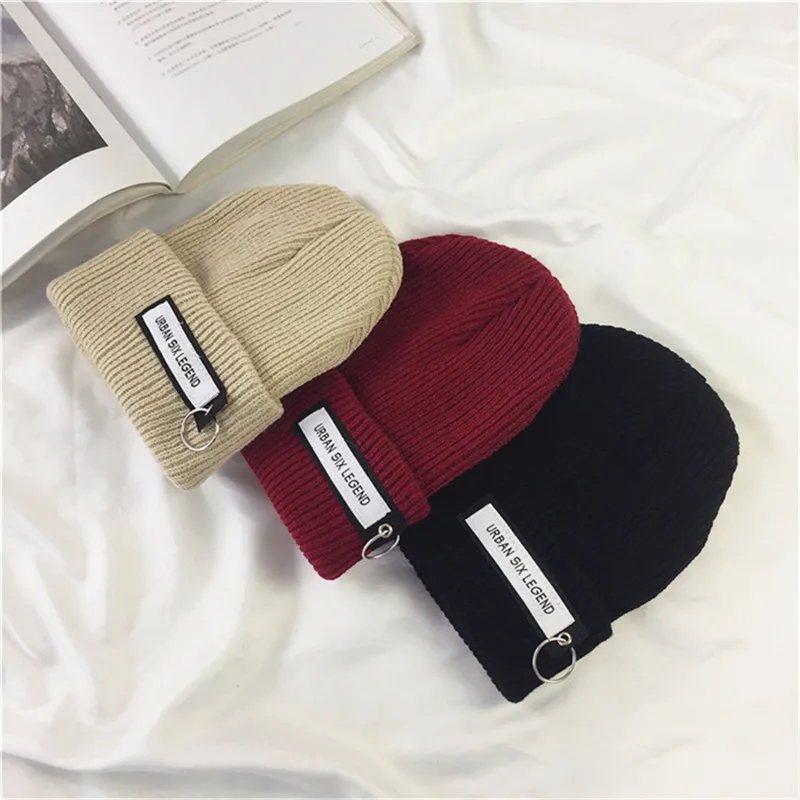 Шапка с принтом шапка кольцами Мужская шерстяная женская вязаная Skullie модная