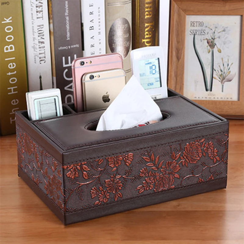 Multifunctional PU Leather Pen Holder Mobile Phone Remote Control Storage Box Tissue Stand Desk Decoration | Дом и сад