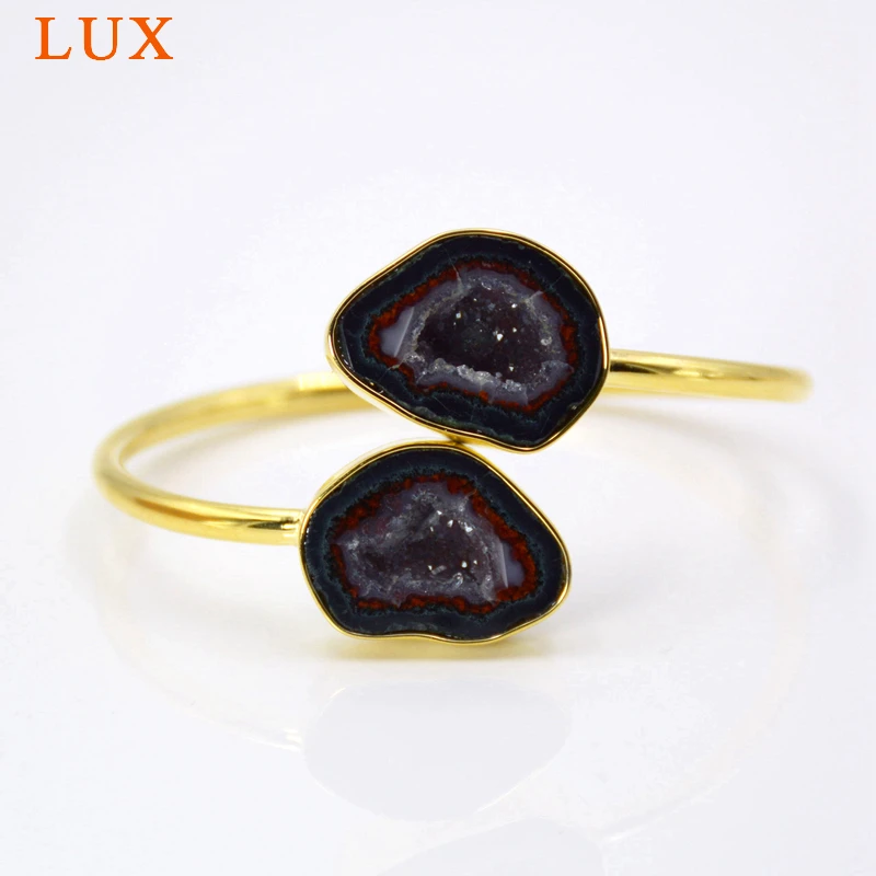 Druzy браслет из жеоды, праздничный браслет, подарок на день рождения дочери, Tabasce geode, позолоченный браслет, манжета из серебра 925 пробы