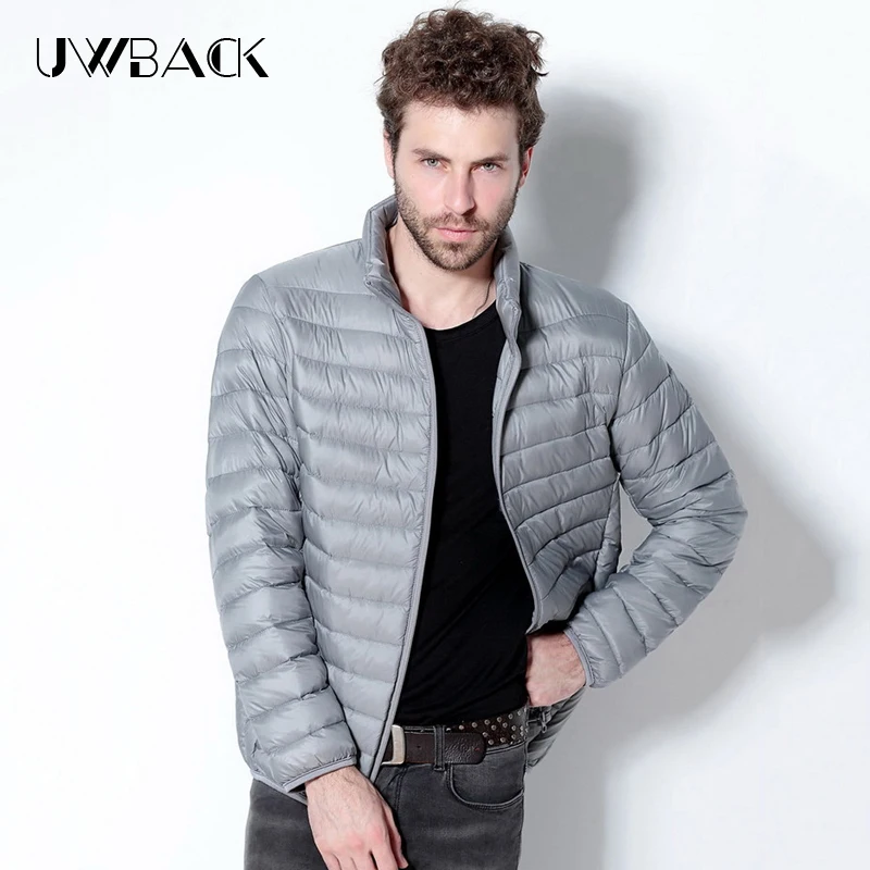 Зима 2017 мужские куртки на утином пуху Uwback приталенные сверхлегкие повседневные с