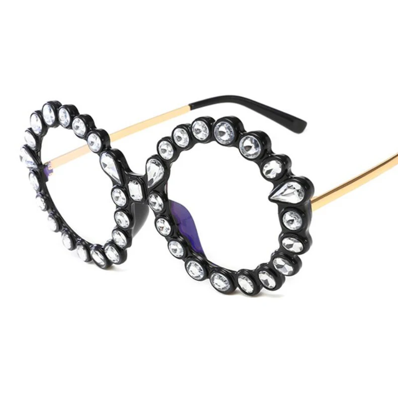 Diamond Round Oversized Sunglasses Women Designer Brand Luxury Transparent Yellow Red Sun Glasses Street Shades UV400 | Аксессуары для