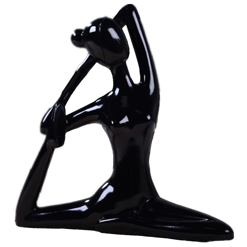 Black Yoga Model-4 VILEAD 11 стильная девушка из смолы, фигурки для йоги, абстрактная черно-белая женская модель для йоги, современные миниатюры для офиса, винтажный домашний декор - Цвет: Black Yoga Model-4