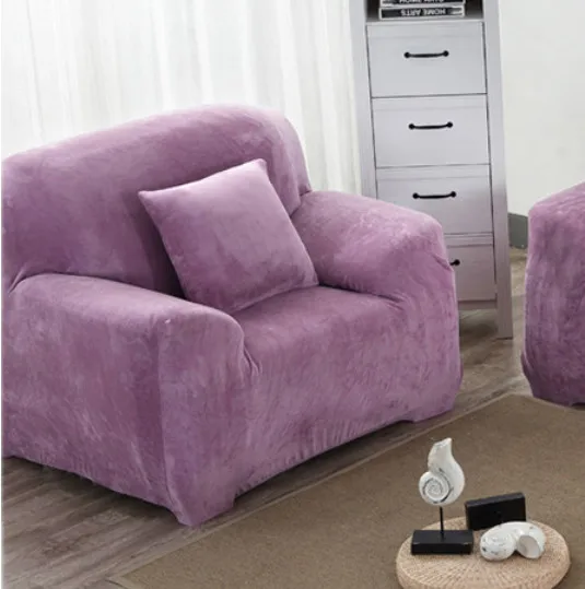 light purple Толстый бархатный плюшевый диван Slipcover Pixel стрейч Модный чехол для дивана серый, фиолетовый чехол для дивана анти-клещи Manta теплое использование гостиной - Цвет: light purple