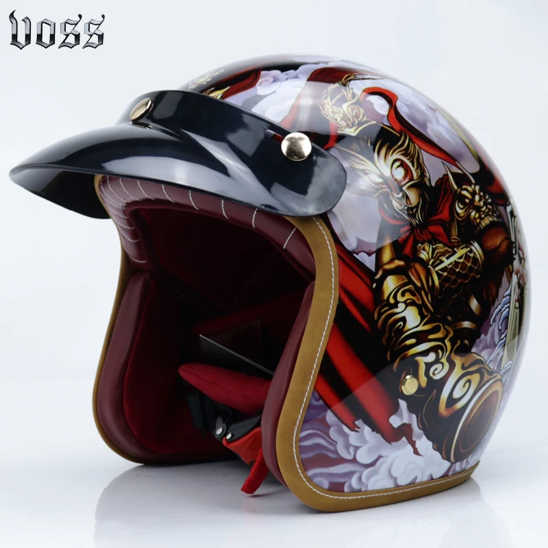 VOSS Vintage motorcycle helmet Open face retro 3/4 half Moto Casque Casco Motocicleta Capacete Motocross para DOT | Автомобили и