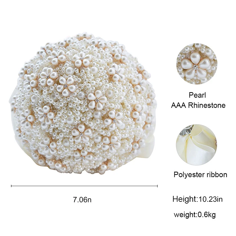 Yanstar Wedding Bouquet Pearl Bridal Handmade Ivory Bouquets For Accessories De Mariage 35WB306 | Свадьбы и торжества