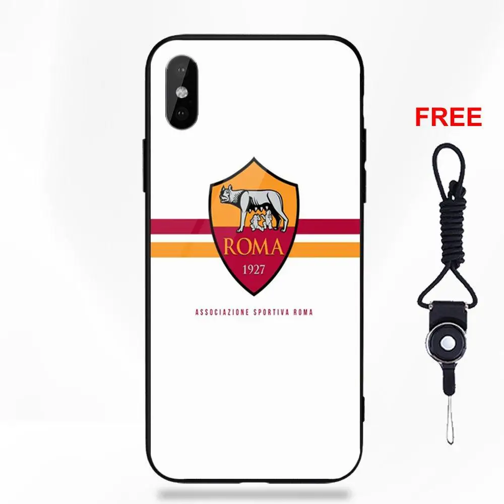 as picture Логотип Roma football для Apple iPhone 5 5C 5S SE 6 6S 7 8 Plus X XS Max XR Diy красочная мягкая ТПУ Рамка с принтом+ закаленное стекло - Цвет: as picture