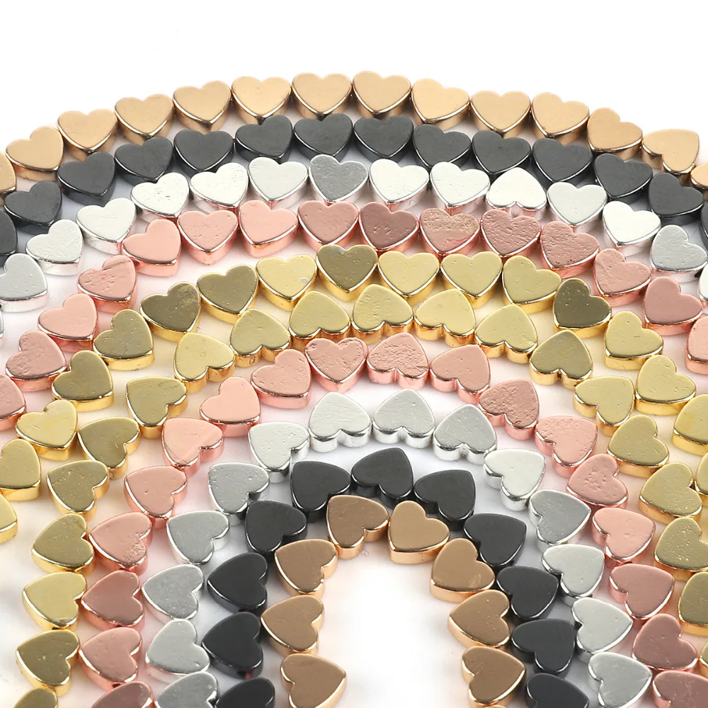 67 шт 6 мм бусины из натурального камня розовое золото в форме сердца гематитовые