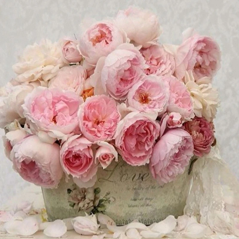 Pink peony flowers Diamond Mazayka DIY 5D Painting Embroidery Patterns Rhinestones Mosaic needlework 3D Full bead hobby | Дом и сад