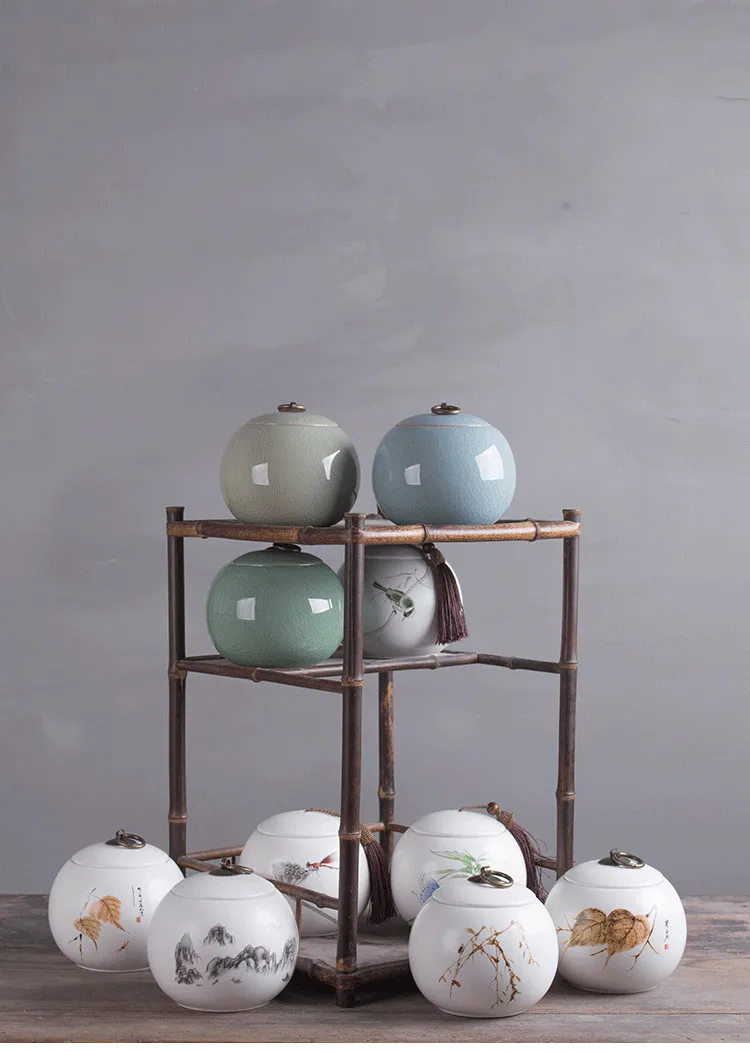 Фото 1 шт. Китайский Ветер Большая емкость переменная глазурь керамический чай Caddy