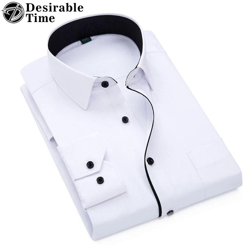 Желательно время белый Повседневное Смокинг Рубашка Для мужчин Slim Fit Мода Бизнес