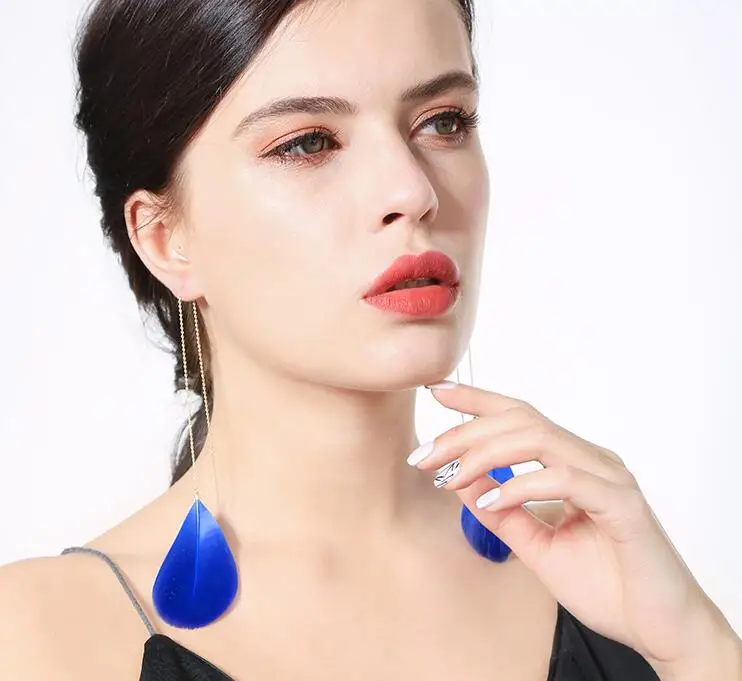 Feather Multicolour Long Earrings Fashion Trend Women Confidante Gift Brincos Bijoux E5261 | Украшения и аксессуары