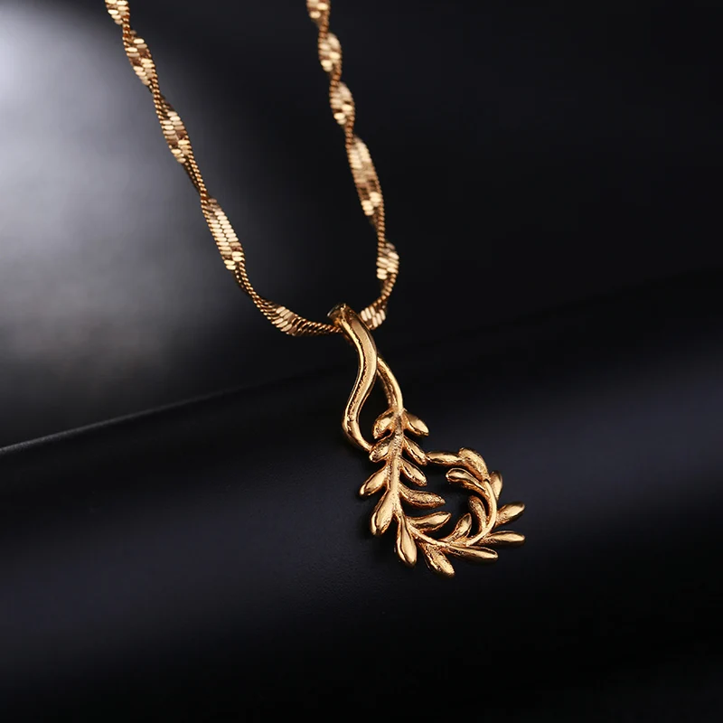 Женское массивное ожерелье с кулоном в виде оливковой ветки|chunky jewelry|statement