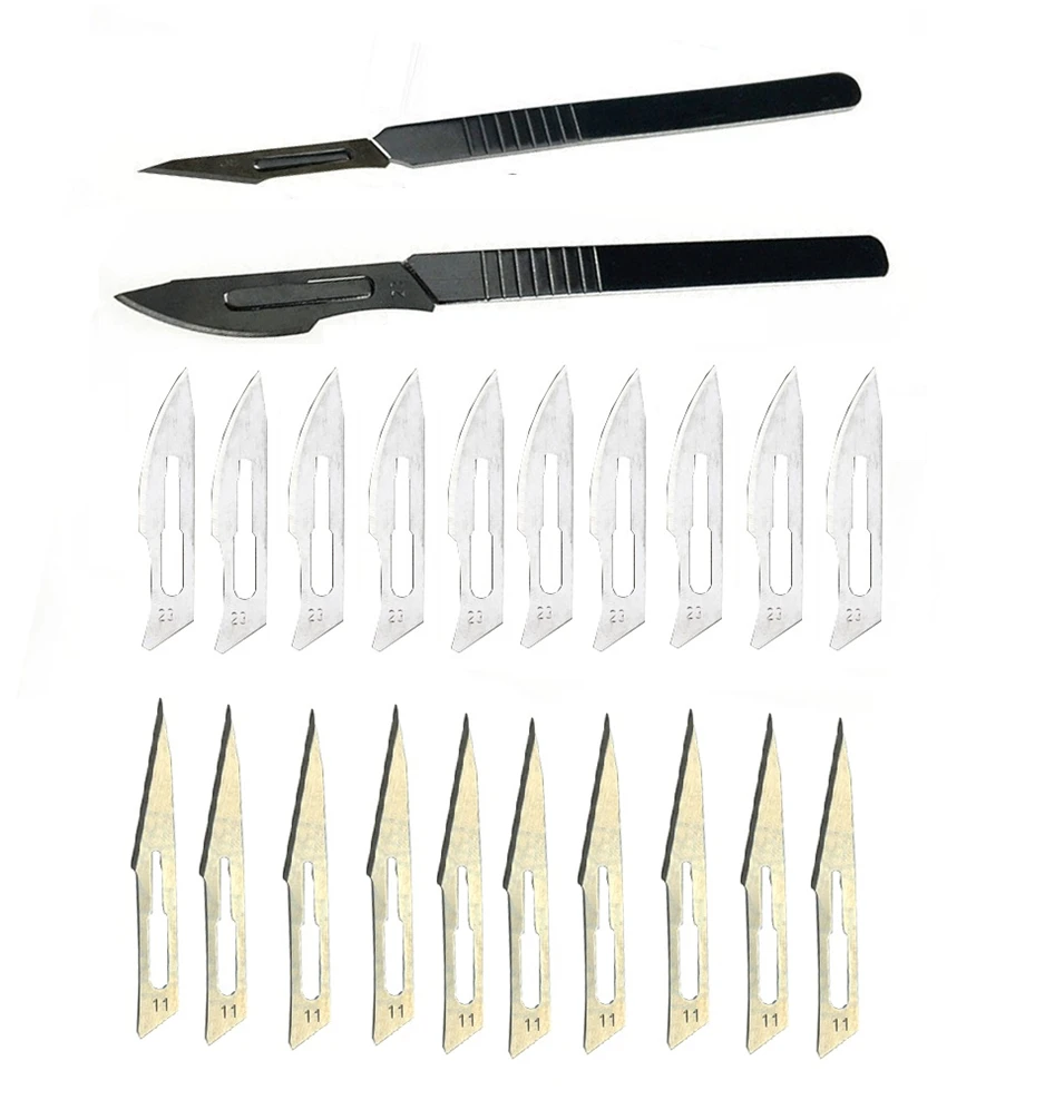 

100pcs blade+NO11+NO23 Stainless steel Scalpel Wood Carving Tools Fruit Food Craft Engraving Knife Carbon Steel PCB repair tools