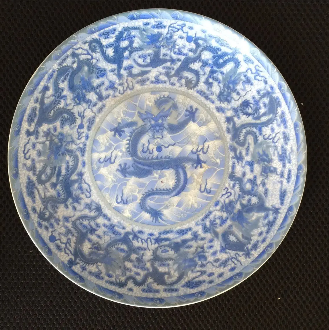 Сборная китайская перегородчатая фарфоровая тарелка Qianlong с рисунком дракона