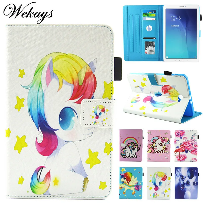 Wekays для Samsung Tab A 10 1 кожаный чехол с мультяшным единорогом Galaxy 2016 &quotT585 T580 T580N