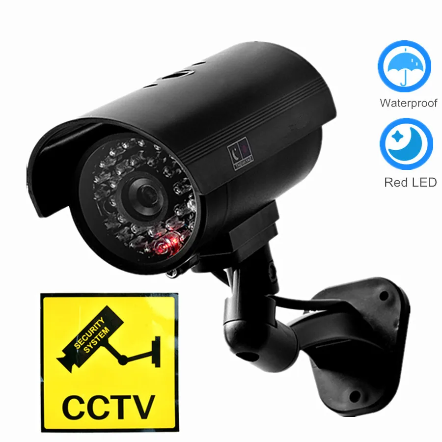 Поддельные камеры безопасности CCTV Водонепроницаемый эмуляционный манок ИК светодиодный красный светодиодный манекен видео камеры наблюдения