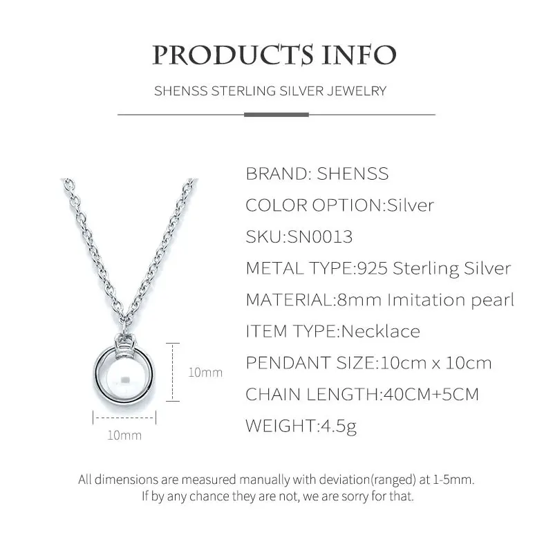 Elegant Quality Silver 925 Jewelry US Fashion Sweet Round Pearl Necklace Sterling Chain for Women | Украшения и аксессуары
