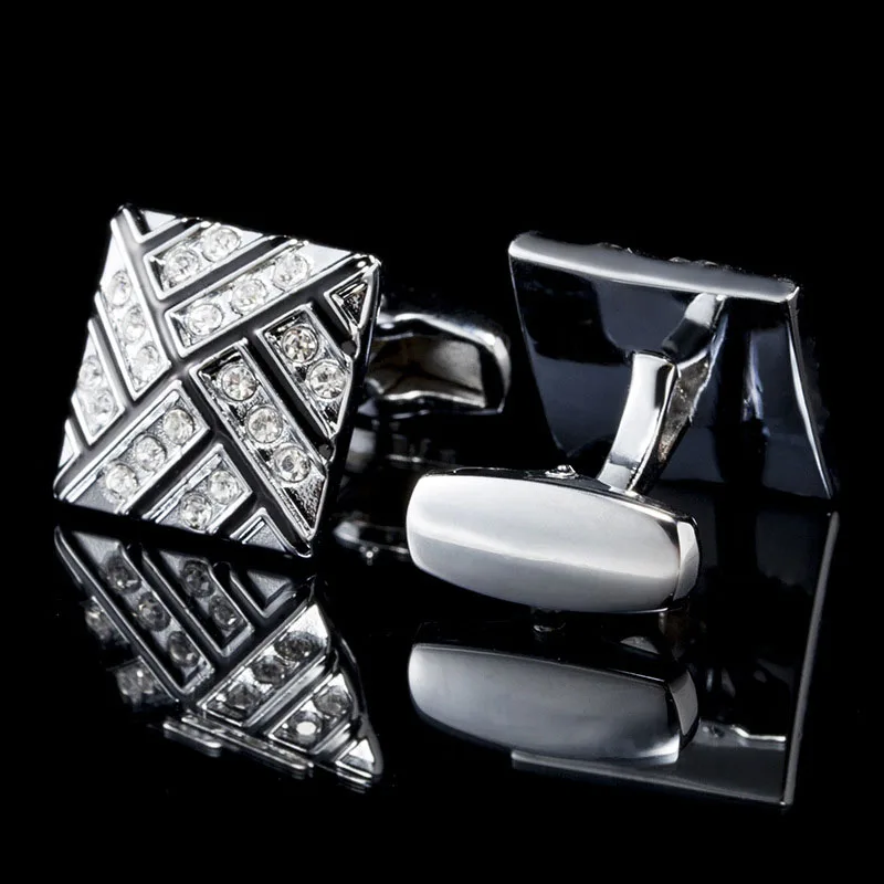 

Jewelry Brand cuff buttons Silver fashion Crystal Rhinestone cuff link Christmas tree abotoadura shirt cufflinks for mens shirt