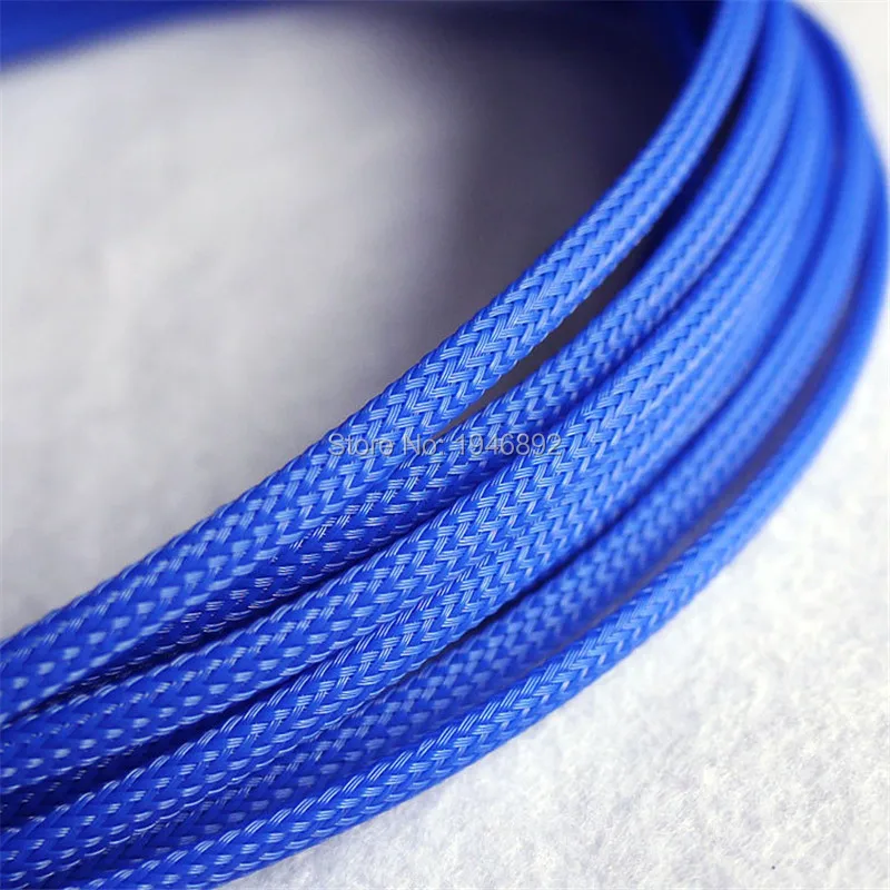 

Blue - High quality 4mm Braided PET Expandable Sleeving High Density Sheathing Plaited Cable Sleeves