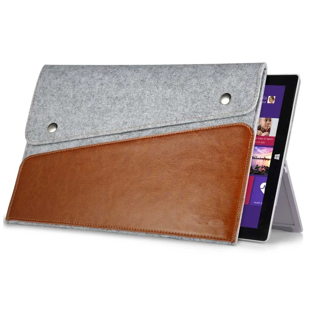 Новый Натуральная кожа case обложка сумка для Microsoft Surface pro12 3 4 Ultrabook Ноутбука Войлок