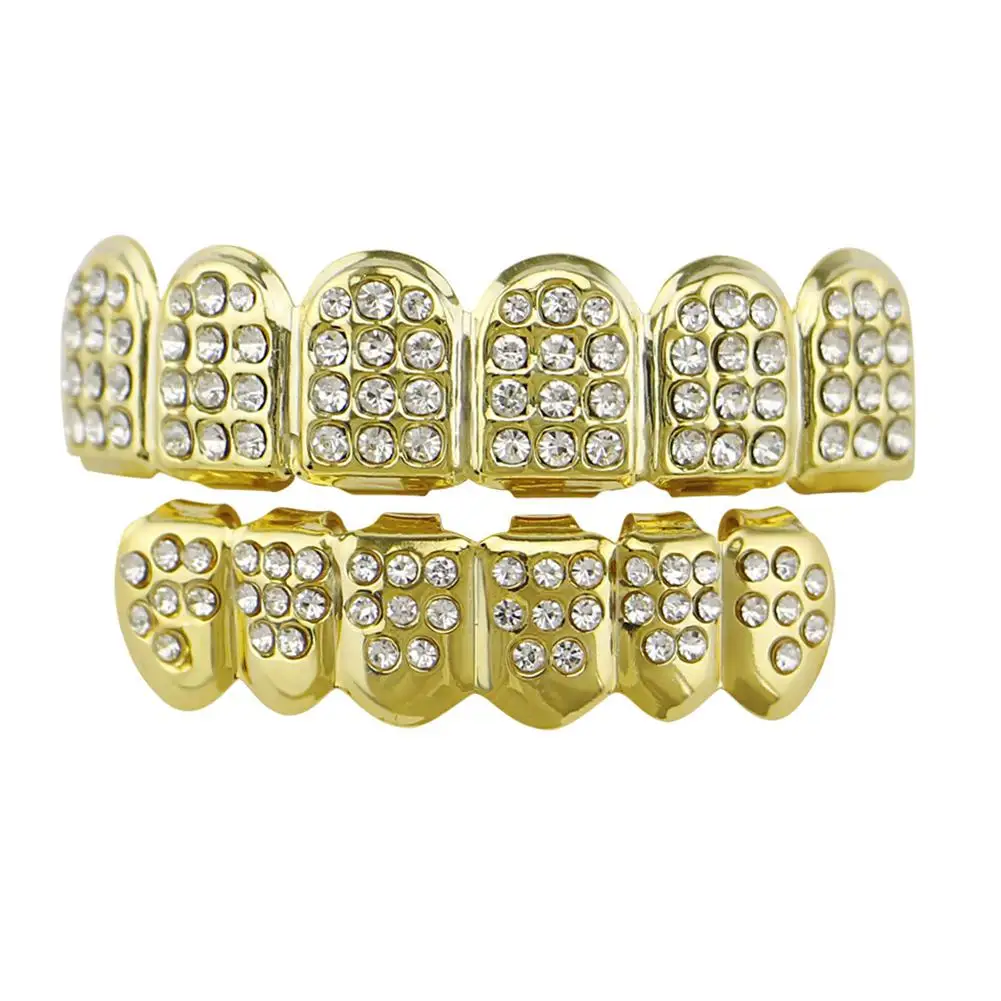 Sangdo позолота модные зубы Grillz набор со стразами зубная дырка блестящие Ложные для