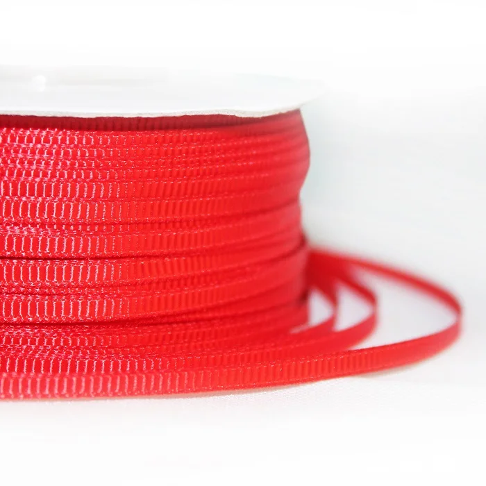 3 мм 100% полиэстер сплошной цвет простой Grosgrain лента ребристая 100 ярдов в