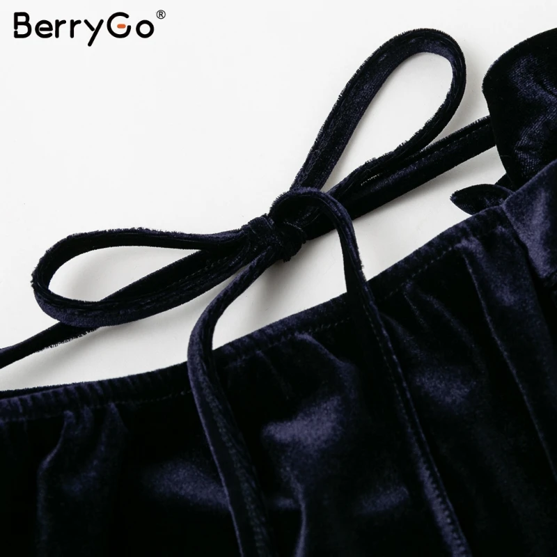BerryGo/Сексуальная бархатная Женская блузка на одно плечо с длинными рукавами и