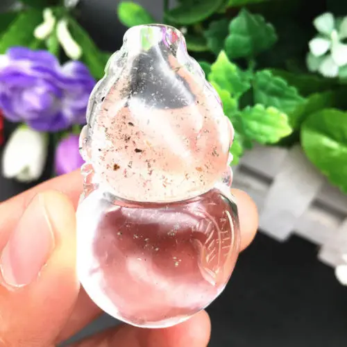 Natural quartz crystal green ghost carved gourd | Дом и сад