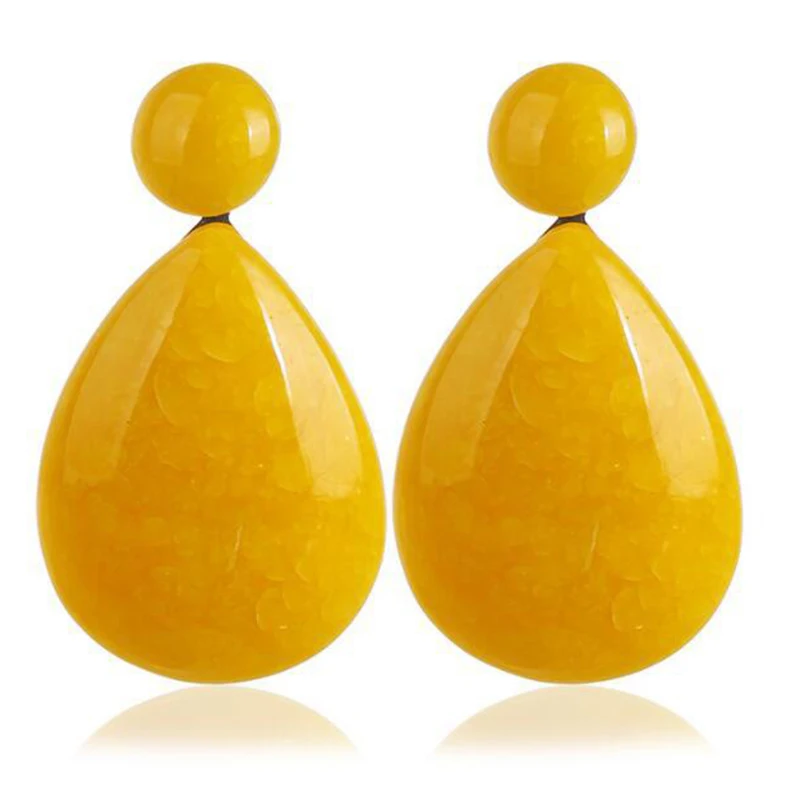 2019 NEW Vintage Big Resin Green Water Drop Earrings For Women Boho Fashion Jewelry Simple Crystal Dangle Earring Gift Hot Sale | Украшения