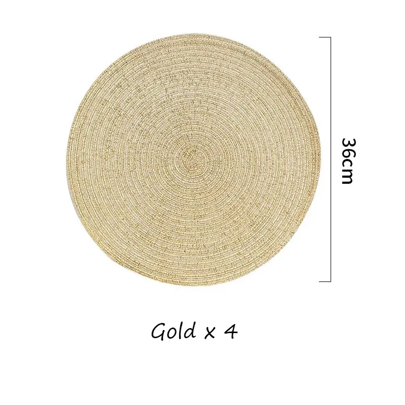 36cm Gold NOOLIM 4 шт теплоизоляционные нескользящие твердые салфетки дисковые подставки для посуды коврик для обеденного стола коврик для кухни, принадлежности - Цвет: 36cm Gold