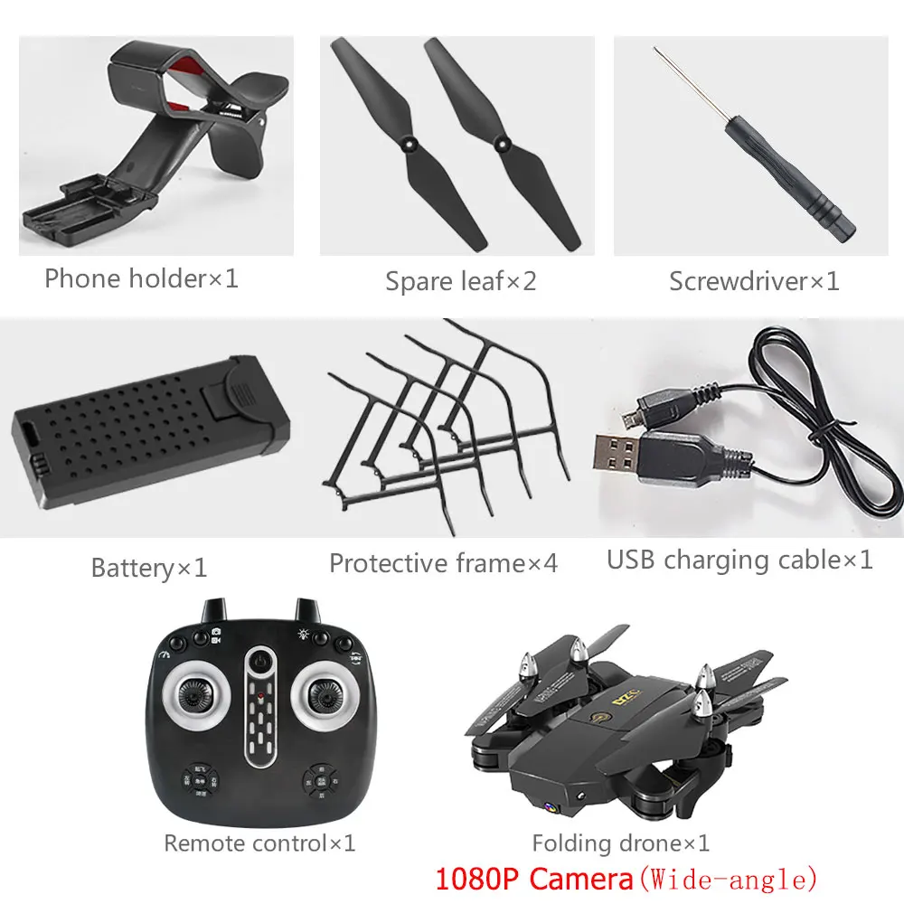 1080P Wide-angle Cam Складной Радиоуправляемый Дрон с HD камерой RC Профессиональный вертолет с Wifi FPV фиксированная высокая камера стабильный шарнир с радиоуправляемым квадрокоптером# E - Цвет: 1080P Wide-angle Cam