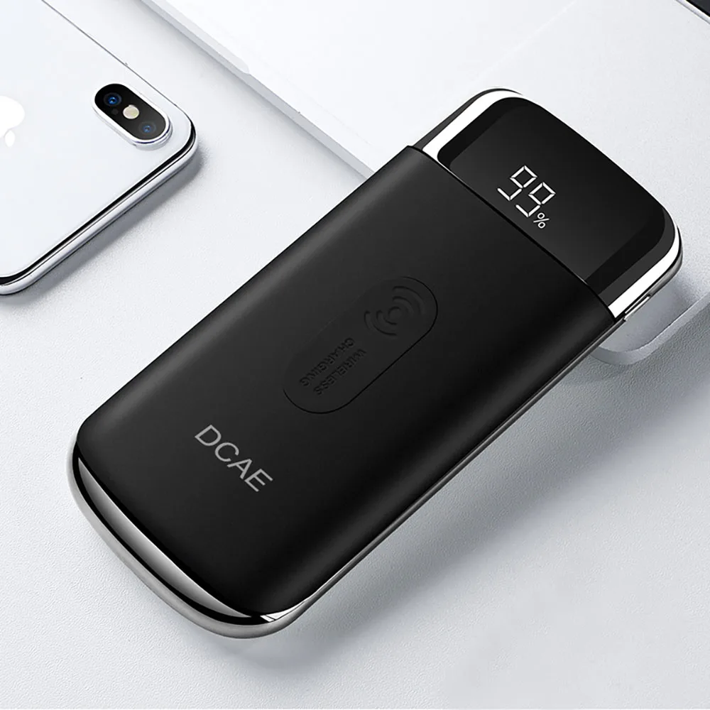 Black Qi Беспроводное зарядное устройство power Bank 10000 мАч портативный 2 USB цифровой дисплей внешний аккумулятор power bank для iphone X 8 samsung Xiaomi - Тип штекера: Black