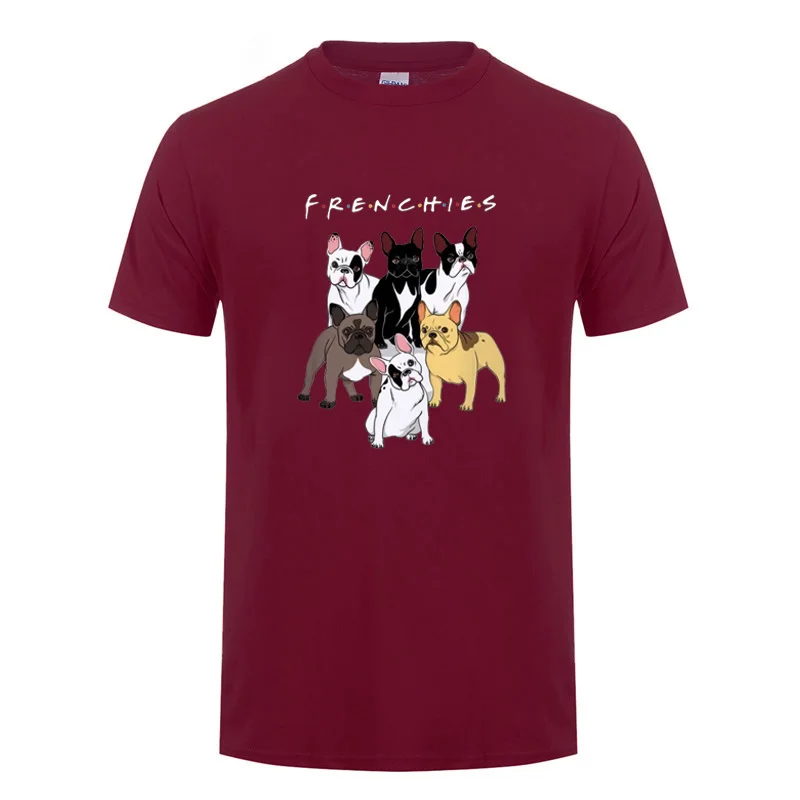 Футболка с принтом Французский Bulldog Frenchies для мужчин и женщин хлопковая забавная