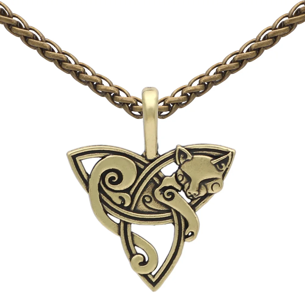 Колье с кулоном в стиле викингов Лисичка Triquetra Fenrir подвеска виде животного