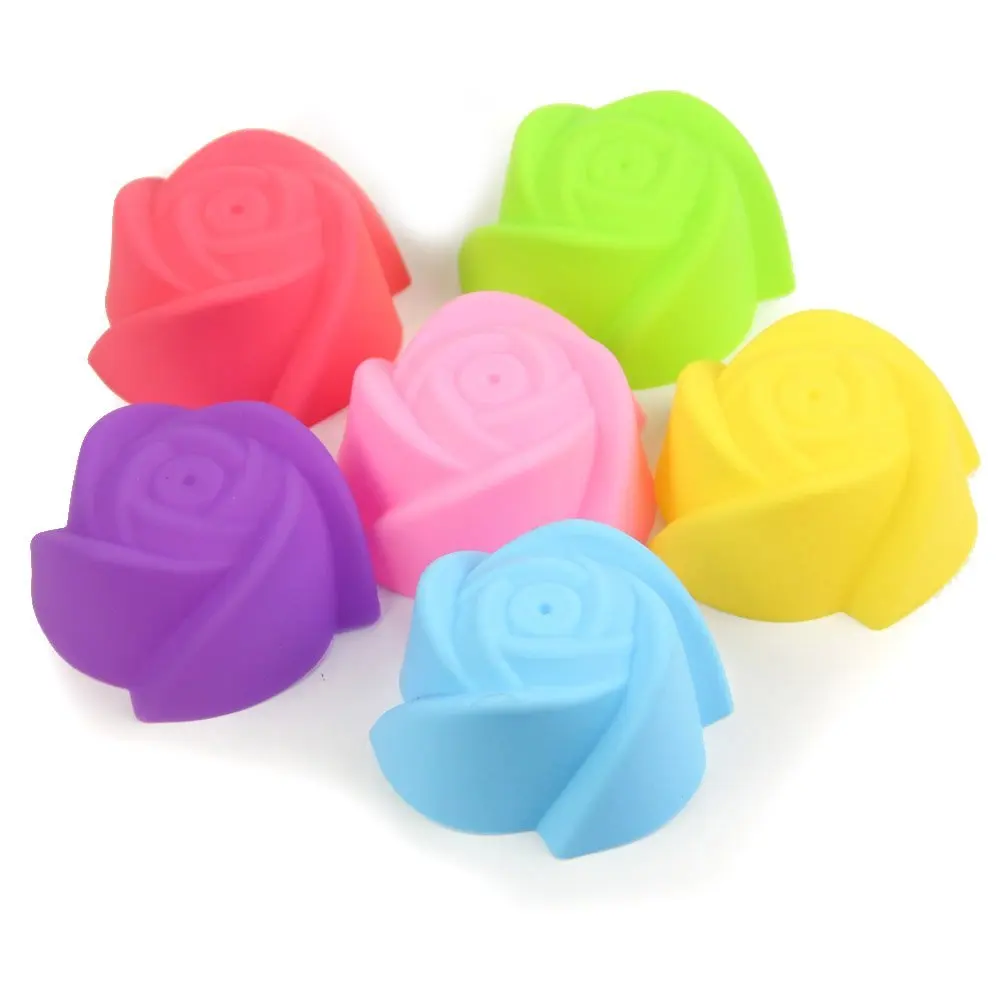 12 Rose Type 12 шт. силиконовая форма Сердце Кексы Силиконовые формы 7 см кекс форма термостойкие формы украшения торта инструменты форма для выпечки - Цвет: 12 Rose Type