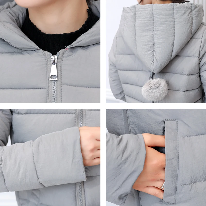 

Nice Solid Color Hooded Long Jacket Plus Size 2XL Cotton Padded Coat Womens Casuall Outerwear Casaco Feminino Inverno