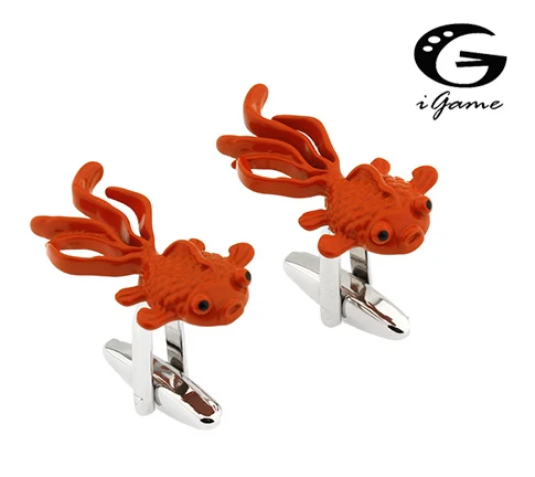 

Free Shipping Goldfish Cufflinks Orange Color Brass Fish Design Best Gift For Men Cuff Links Wholesale&retail