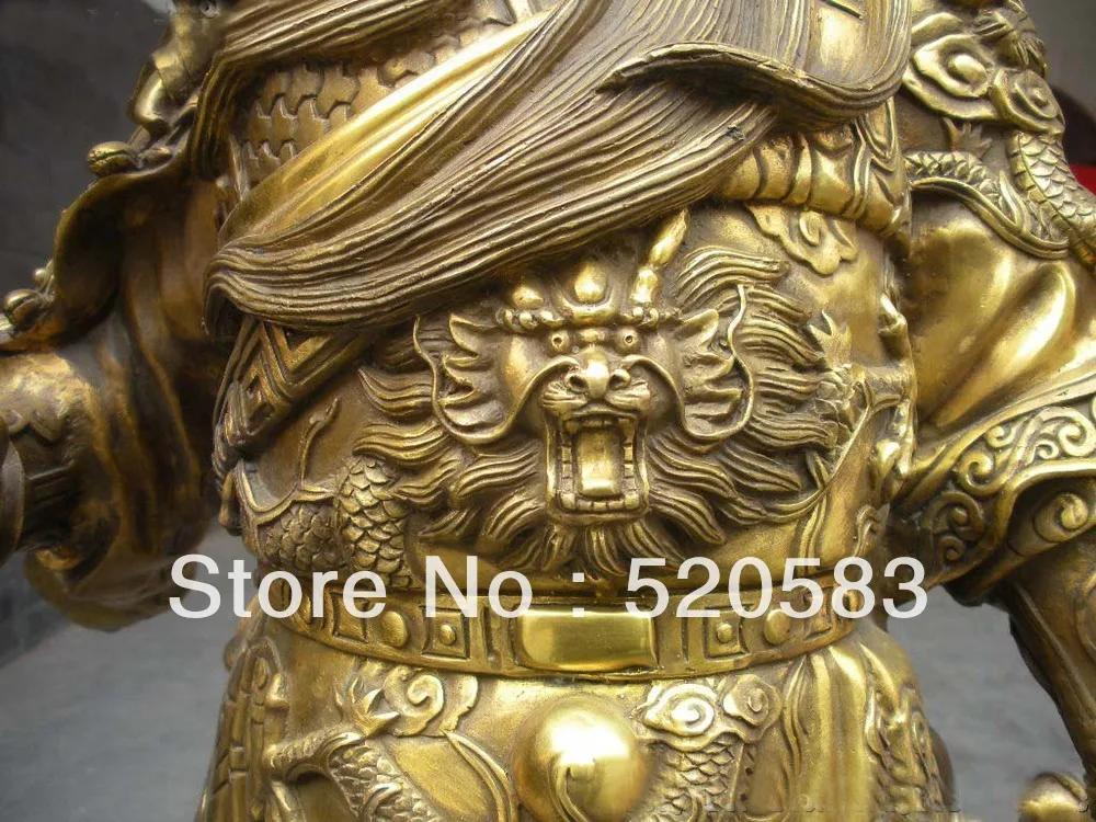 Fast 29&quotChina pure Brass Huge Dragon Guan Gong mammon Yu statue fast | Statues &amp Sculptures