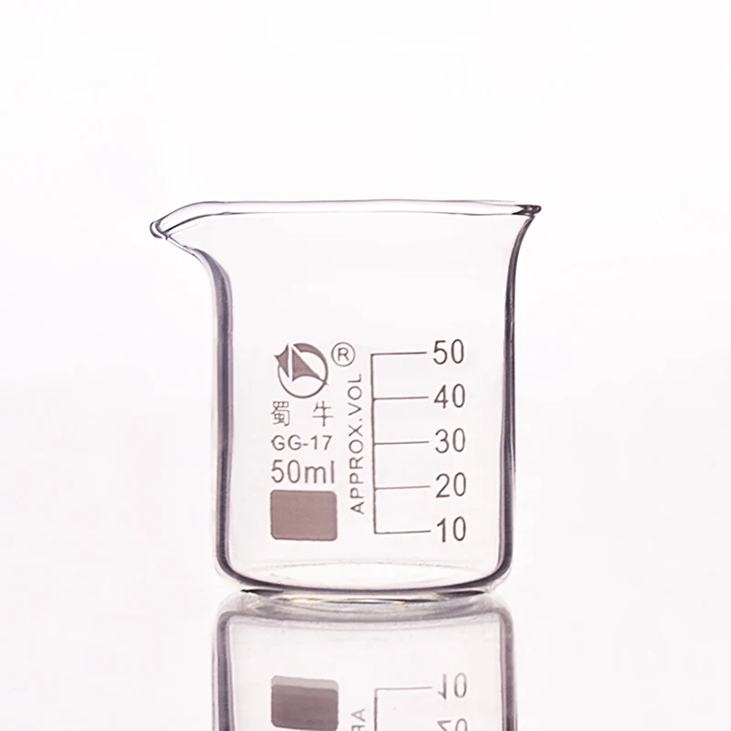 5pcs Beaker in low form,Capacity 50ml,Outer diameter=47mm,Height=58mm,Laboratory beaker