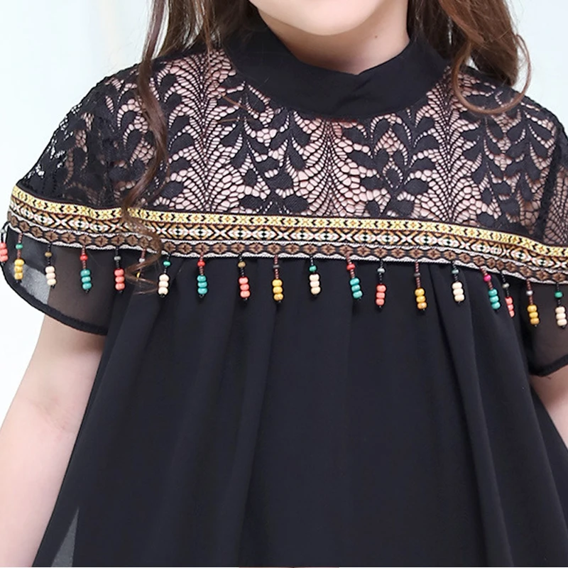 Шифоновое платье для маленьких девочек летние платья больших 2020 черное детское