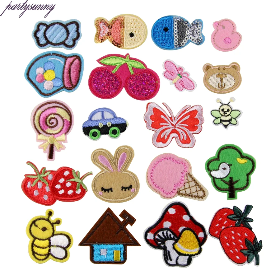 PF 20 шт./лот мультфильм мотив патчи рыбы автомобиль Вышитые Утюг на швейной патч
