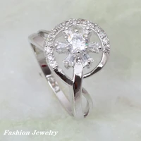 wedding accessories silver color plated cubic zirconia flower rings for women rings size 5 6 6 75 7 75 ar076