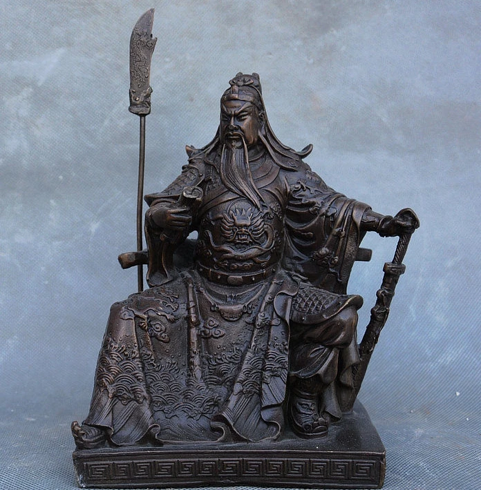 Китайские медные статуи Guan Gong Yu Warrior God Kwan Kung Pavilion Ares из чистой бронзы|Статуи и