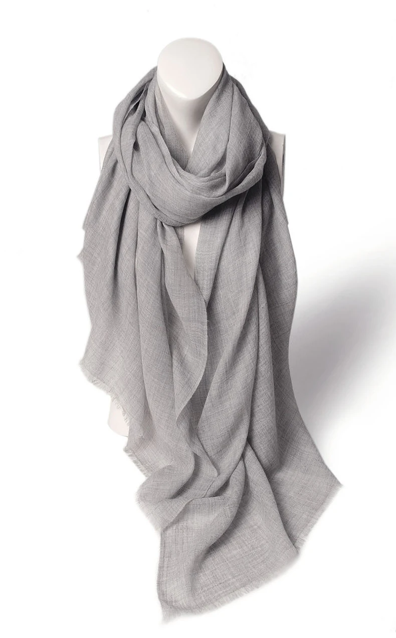 

100%goat cashmere women fashion thin scarfs shawl pashmina large size 100x210cm clips light grey small scattered fringed