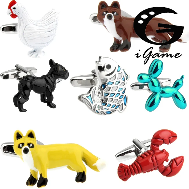 

Free Shipping New Arrival Animal Cufflinks Novelty Black Dog Fox Fish Hen Bear Design Gift For Men Cuff Links Wholesale&retail