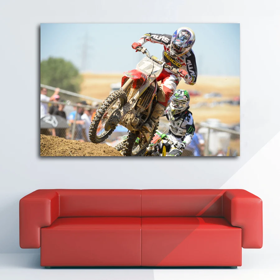 Картина на стену для мотокросса HONDA dirtbike moto motocross race плакат гонки шелковая холсте